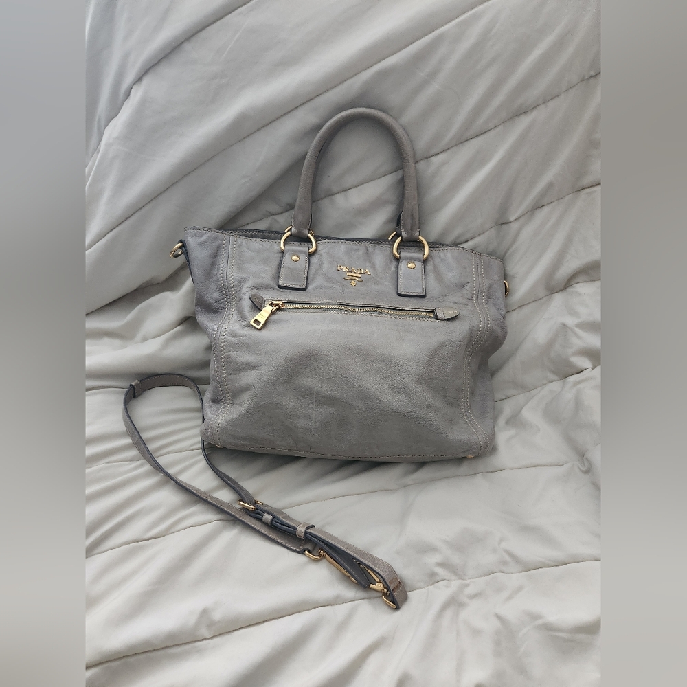 Prada leather sage/eggplant color